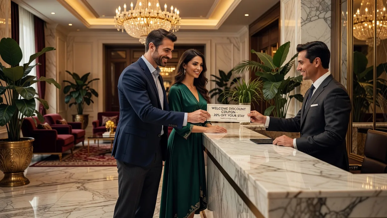 Hotel check-in welcome coupon