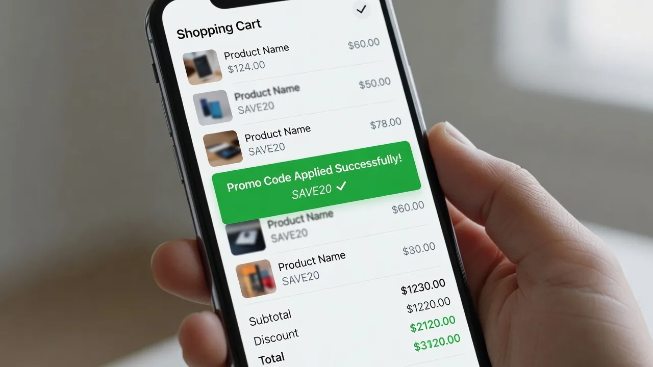 Smartphone promo code applied